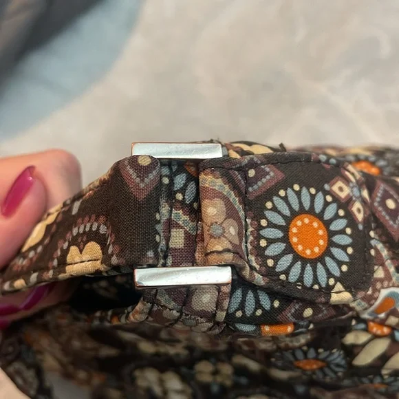 Vera Bradley quilted floral canyon brown/tan/orange design shoulder strap purse - Picture 9 of 13